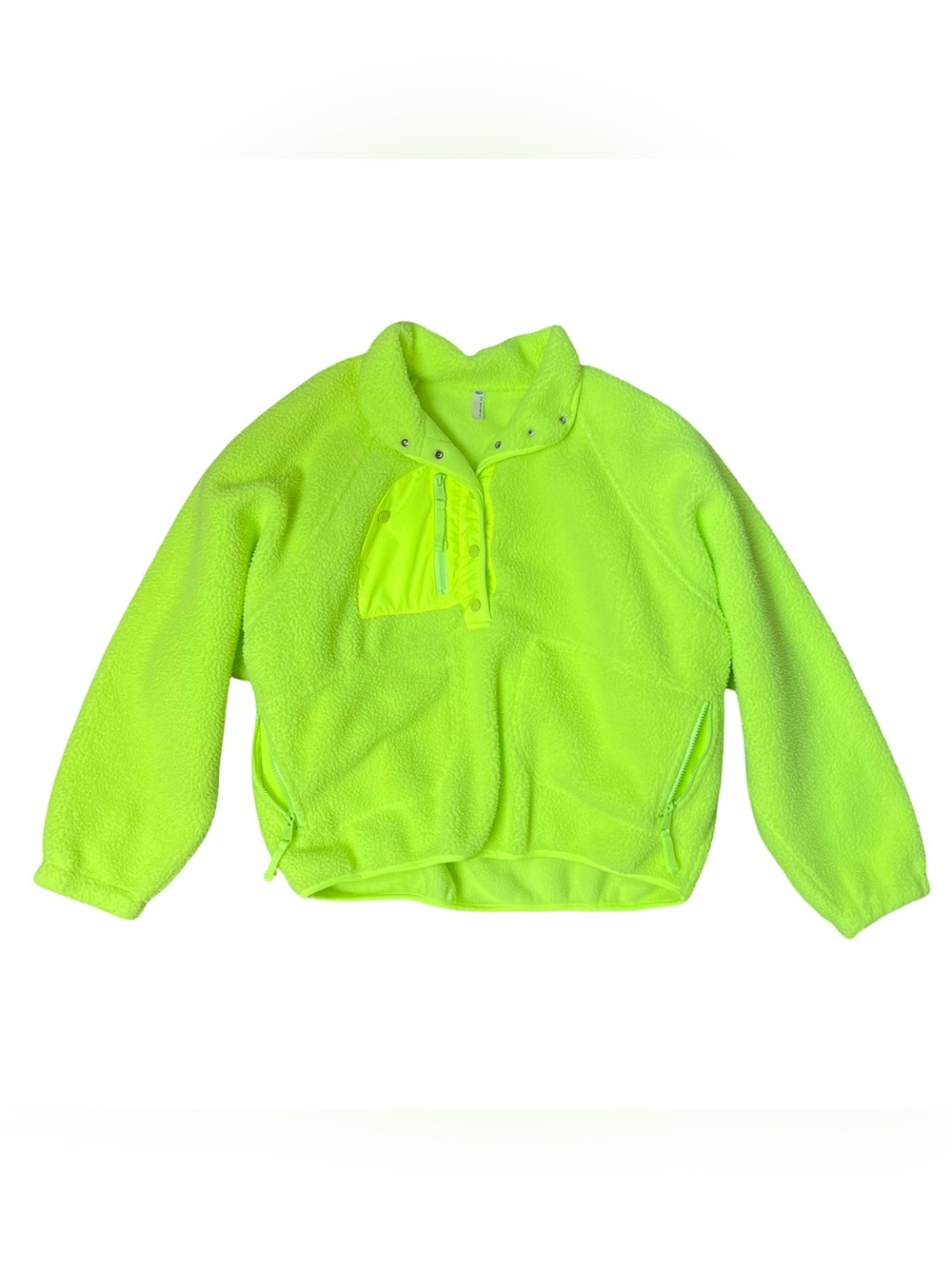 Free People Movement Hit the Slopes Neon Yellow Green Pullover Fleece
